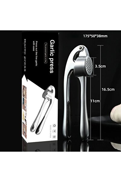 Choice مكبس ثوم فضي قطعة واحدة سهل العصر والتنظيف بمقبض مريح ناعم سهل العصر م...