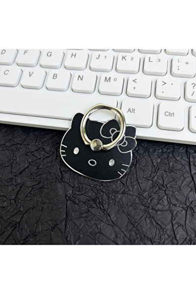 Choice1 حامل هاتف محمول من سانريو هالو كيتي باللون الأسود، حامل حلقة إصبع مغن...