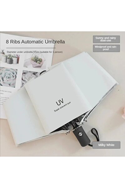 Choice 1 قطعة بيضاء 1 قطعة مظلة صغيرة قابلة للطي أوتوماتيكية محمولة مقاومة لل...