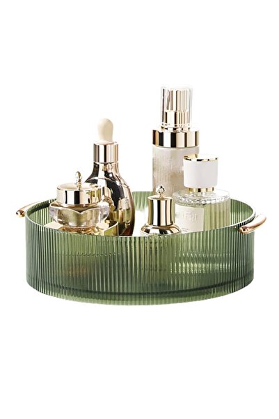 Choice صينية تنظيم مستحضرات التجميل الدوارة 360 درجة باللون الأخضر، حامل تخزي...