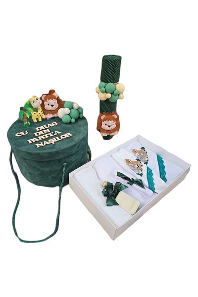 OEM Set elegant pentru botez cu cutie și lumânare
