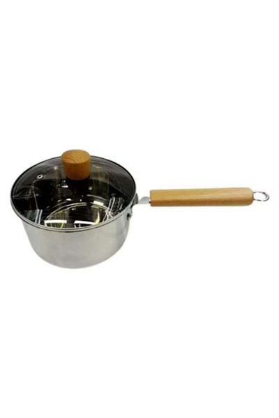 wei Cratita cu coada si capac, MS STAR, Otel inoxidabil si Lemn, 18 cm
