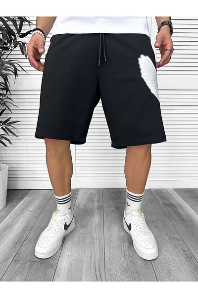 dehaine Premium shorts for men, Black with print, Y248