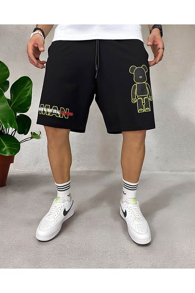 dehaine Premium shorts for men, Black with print, Y246