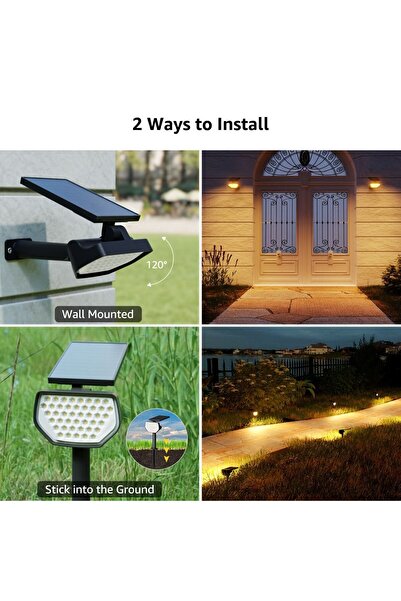 LITOM Set of 2 Lepro PR510005 LED solar lamps, 43 LEDs, IP65 warm white light, 2 modes