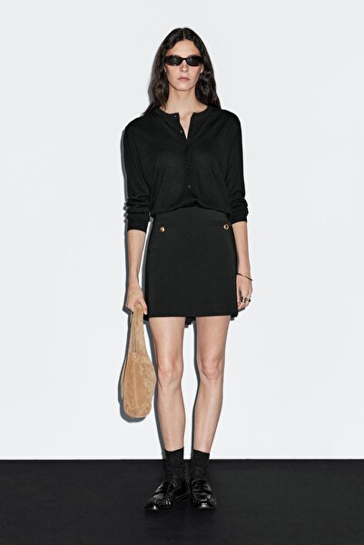 Massimo Dutti Düğmeli mini etek