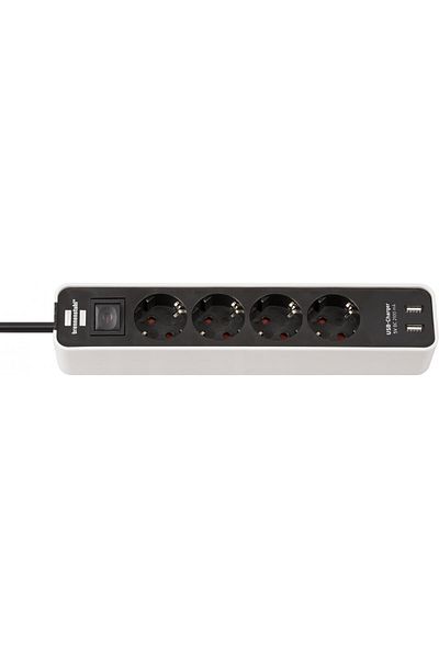 Brennenstuhl Prelungitor Ecolor 4 prize, 2xUSB, 1.5m Negru Alb