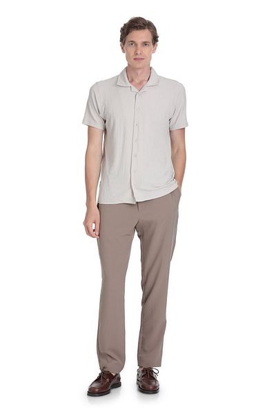 Hatemoğlu Ecru Regular Fit Lapel Collar Shirt