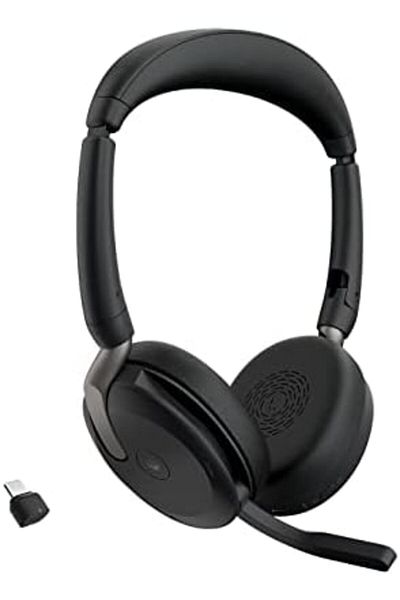 Jabra Evolve2 65 Flex - سماعة رأس ستيريو لاسلكية مزودة بتقنية البلوتوث وتقنية إلغاء الضوضاء ClearVoice Te