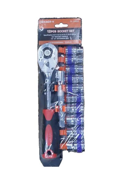 Nalburkent Dekecr-V Socket Set 1/2 "Ratchet 12 Pieces Crv G-10052