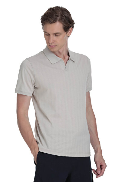 Hatemoğlu Екрю Regular Fit Апаш Комір Бавовняна Футболка