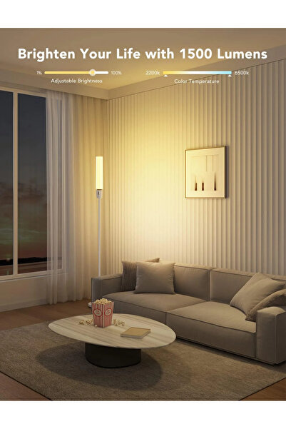 Govee LED Floor Lamp H6078 RGBICWW Cylinder, Wi-Fi + Bluetooth, 1500 lumens, App Control, S