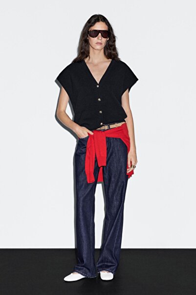 Massimo Dutti Dore düğmeli triko süveter