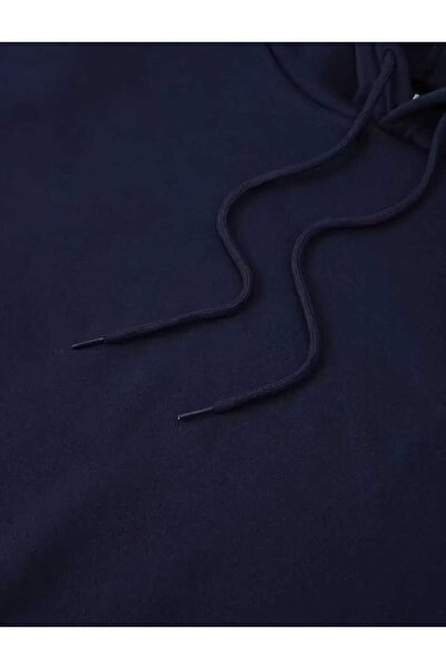 caddekombin Get Jinxed Graffiti Printed Hooded Pocket Inside Wool Navy Blue Sweatshirt