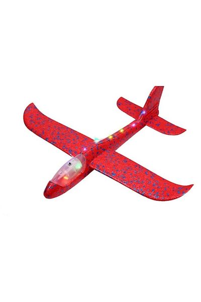 Terra Polystyrene glider in bag, length 47 cm, with lights along the entire length, Red