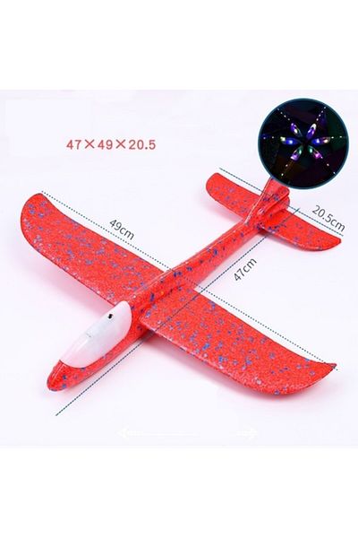 Terra Avion planor din polistiren în geantă, lungime 47 cm, roșu, cu lumini pe cap