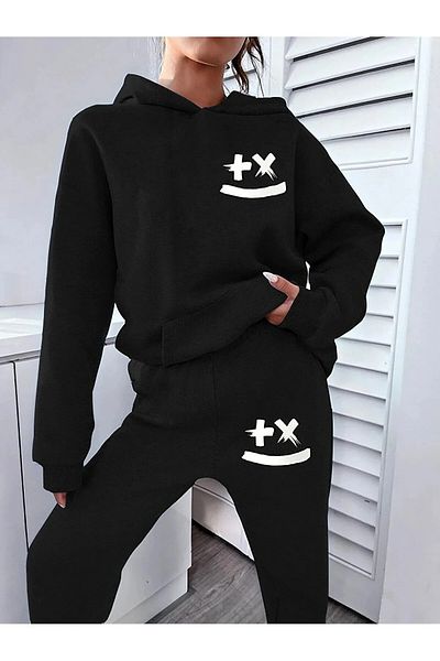 zeag Cross Plus Printed Sweatshirt Bottom Top Tracksuit Set