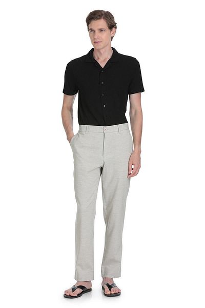 Hatemoğlu Gray Relaxed Cut Linen Jogger Pants with Side Pockets
