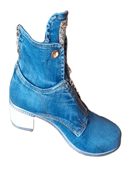 blue moon - Ghete din denim Bella, albastre, mărimea 37