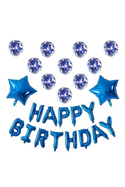 Terra Set 12 Baloane si 1, Set pentru Aniversare, mesaj Happy Birthday