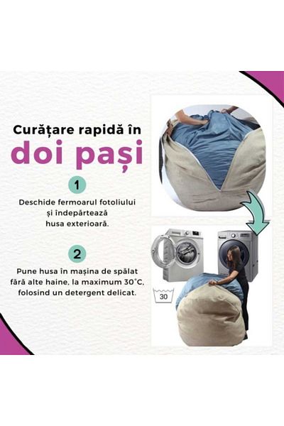 Pufrelax Set Fotoliu King Size XL cu Otoman (suport picioare) si Perna, Material Textil - Light Mint