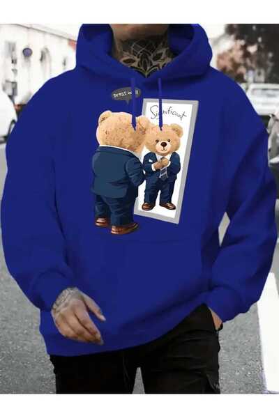 caddekombin Hanorac cu glugă cu imprimeu Dress Me Bear, cu buzunare, cu interior din lână Saks