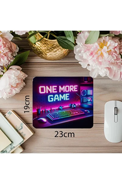Luluyen One More Game Written Rgb Gamer Mousepad - 19X23 cm 2 mm Rectangle Imported Printed Mouse Pad