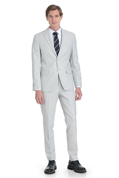 Hatemoğlu Gray Slim Fit Mono Collar Linen Suit