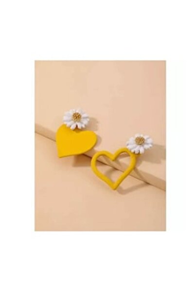 Inovius - Cercei galbeni cu inimă și floare
