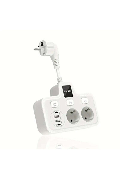 SOLLUXE Adaptor cu porturi duale Type-C PD20W + QC3.0 și 2 USB 3.4A, lampă tactilă cu lumină