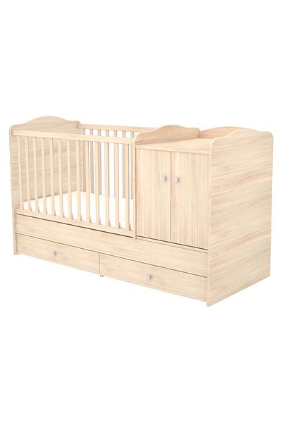 Hubners Transformable Wooden Baby Crib with 2 Drawers Eva Maxi Kombi 120x70 cm