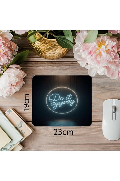 Luluyen Neon Text Mousepad Hanging from Invisible Strap - 19X23 cm 2 mm Rectangular Imported Printed Mouse Pad