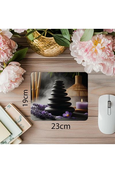 Luluyen Spa Mousepad Design with Bamboo Background - 19X23 cm 2 mm Rectangle Imported Printed Mouse Pad