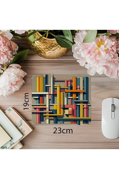 Luluyen Mousepad geometric liniar în culorile primare - 19x23cm 2mm dreptunghiular Mouse Pad imprimat importat