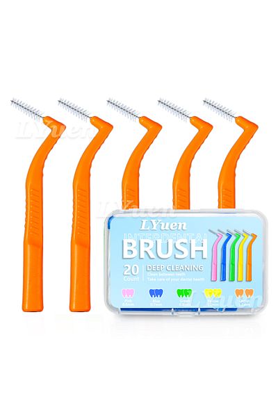 Choice3 orange(1.2mm-1.4mm) 20pcs/box L Shaped Short Interdental Brush for Orthodontic Teeth Clean Between T