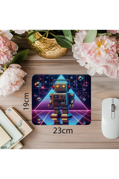 Luluyen Подложка за мишка с тема „Мигащ робот“ - 19x23 см, 2 мм, правоъгълна, вносна, с печат