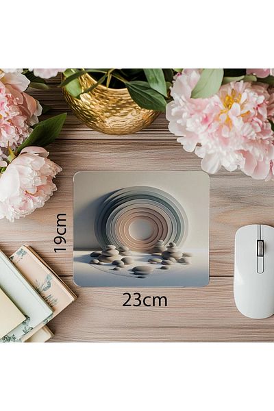 Luluyen Round Patterned Stone Garden Mouse Pad - 19X23 cm 2 mm Rectangular Imported Printed Mouse Pad