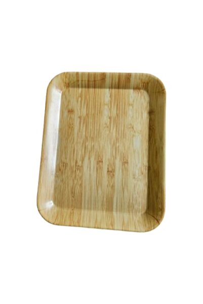 Clini Tavă de servire din plastic cu aspect de lemn, Clini, 32 x 25 cm