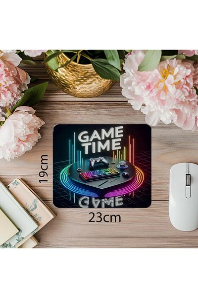 Luluyen Mousepad RGB minimal scris Game Time - 19x23 cm 2 mm dreptunghiular importat imprimat mouse pad