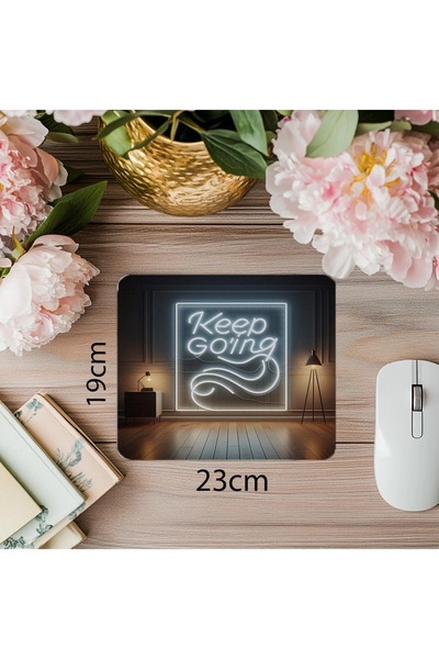 Luluyen لوحة ماوس نيون مضيئة مكتوبة Keep Going - 19 × 23 سم 2 مم مستطيلة مطبو...