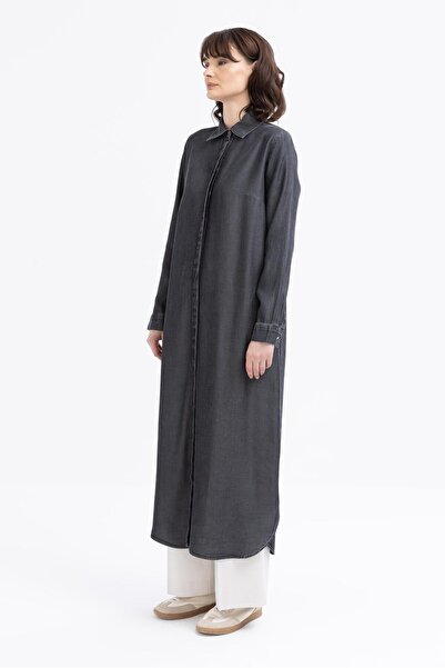 ALLDAY Denim Gizli Patlı Uzun Gömlek