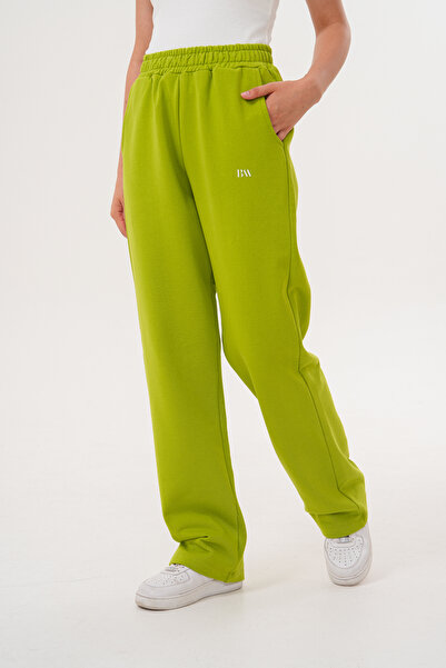 Basics&More Kadın Fıstık Yeşil Pamuklu Yüksek Bel Rahat Kalıp Eşofman Altı