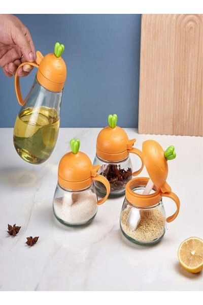 ZeeSquare Oil Dispenser and Spice Jar Vinegar Bottle and Spice Rack Set of 4 Pieces