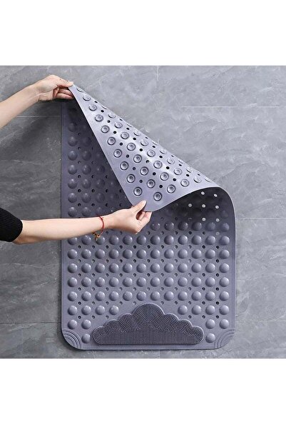 Yelajoy Non Slip Bath Mat for Tub with Suction Cups,Drain Holes Bathtub Mat,Bathroom Shower Mat,40x70cm,Grey