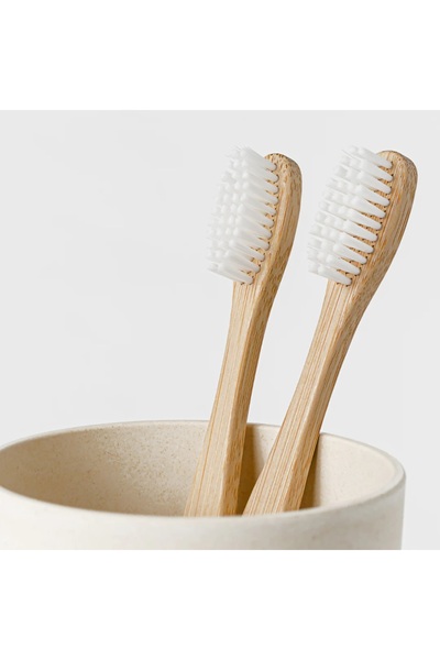 Ba der Family Pack 100% Natural Bamboo Toothbrush (Adult White 2-Piece, Children's White Single)