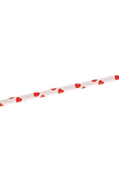 Paper Straws Biodegradable straws, Paper Straws, white with red hearts, 100pcs/set
