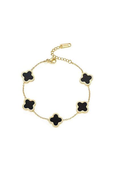 darklove - Brățară de damă, reglabilă din oțel titan, design elegant minimalist, auriu și negru