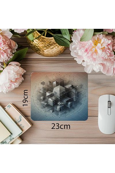 Luluyen Mouse Pad cu geometrie înrămată și efect de decolorare - 19x23cm 2mm dreptunghiular Mouse Pad imprimat importat