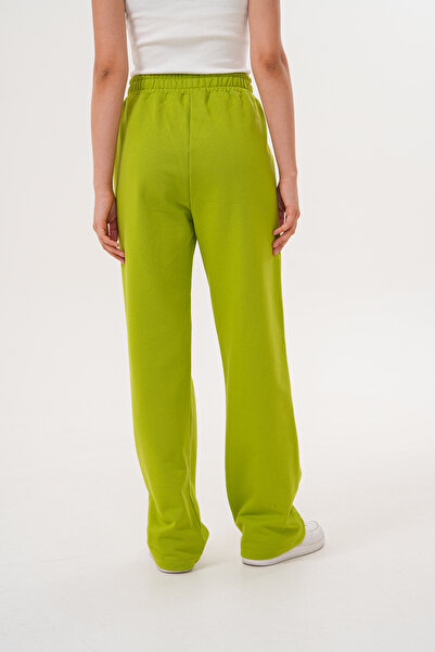 Basics&More Kadın Fıstık Yeşil Pamuklu Yüksek Bel Rahat Kalıp Eşofman Altı