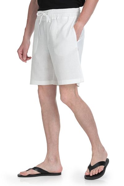 Hatemoğlu White Regular Fit Cotton Basic Knitted Shorts with Side Pockets